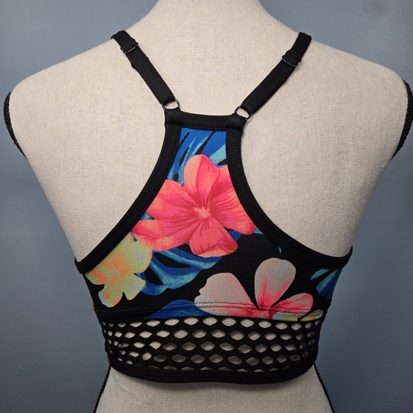 Victorias Secret VS PINK UItimate Unlined Racerback Sports Bra Black Floral XS/S - Picture 4 of 11